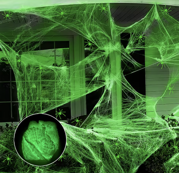 Fluorescerende Edderkoppespind til Halloween – Glow in the Dark Dekoration