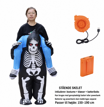 Oppusteligt skeletkostume – Stående skelet