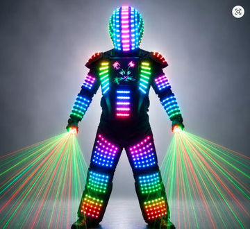 Lysende Full Body LED Dragt med Laser – RGB Festival Robotkostume