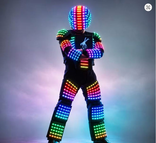 Lysende Full Body LED Dragt med Laser – RGB Festival Robotkostume