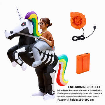 Oppusteligt enhjørningsskelet-kostume