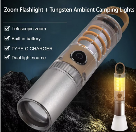 Camping Lommelygte med LED & Wolframlys