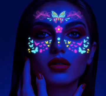 Selvlysende Ansigtsudsmykning – UV Neon Face Stickers til Festival (8 STK.)